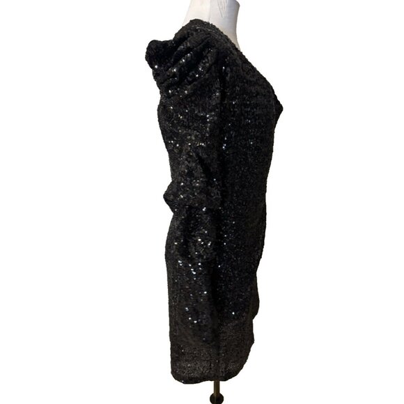 Spring + Mercer Dress XL Black Sequin One Long Sleeve Party Wedding Cruise NEW - Picture 5 of 11